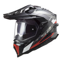 LS2 MX701 Explorer Carbon Frontier Helmet - Titanium / Red