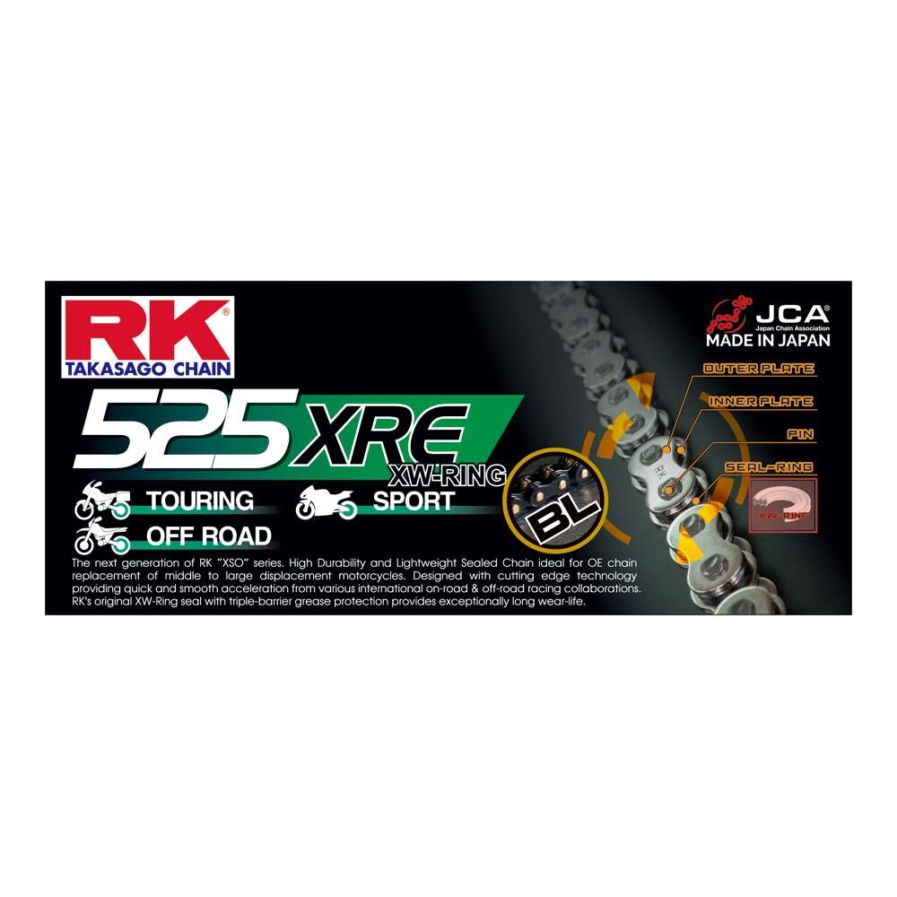 RK CHAIN BL525XRE - 120 LINK - BLACK