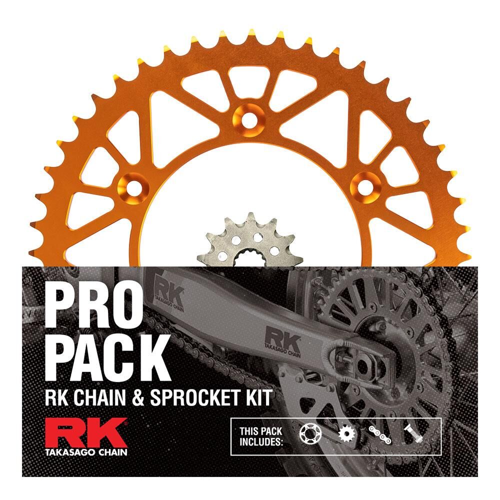 PRO PACK - RK CHAIN & SPROCKET KIT GOLD+ORANGE 14/50 KTM SX-F 07-26