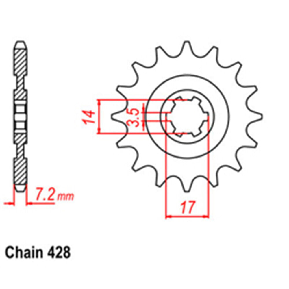 FRONT SPROCKET - STEEL 15T 428P LINK