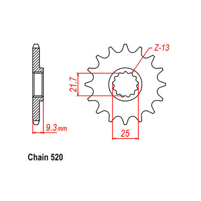 FRONT SPROCKET - STEEL W/-RUBBER CUSH 14T 520P LINK