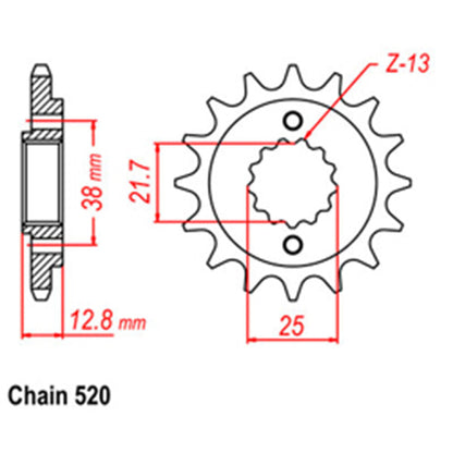 FRONT SPROCKET - STEEL W/-RUBBER CUSH 15T 520P LINK