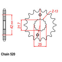 FRONT SPROCKET - STEEL W/-RUBBER CUSH 16T 520P LINK