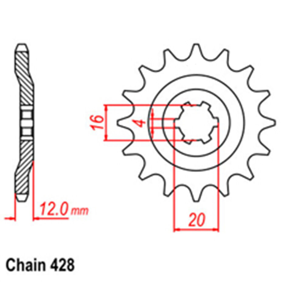 FRONT SPROCKET - STEEL 14T 428P LINK