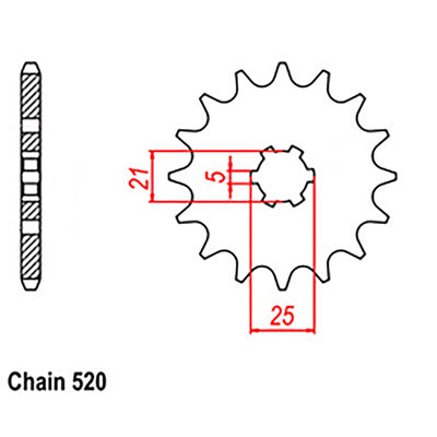LINK - FRONT SPROCKET - STEEL 12T 520P (NOT DRILLED) - Shark Leathers
