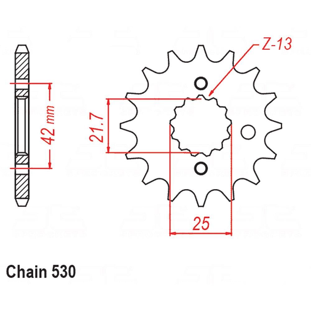 FRONT SPROCKET - STEEL WITH RUBBER CUSH 16T 530P