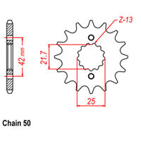 FRONT SPROCKET - STEEL W/-RUBBER CUSH 17T 530P LINK