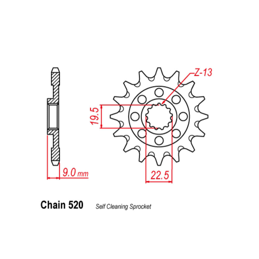 FRONT SPROCKET - STEEL 14T 520P LINK