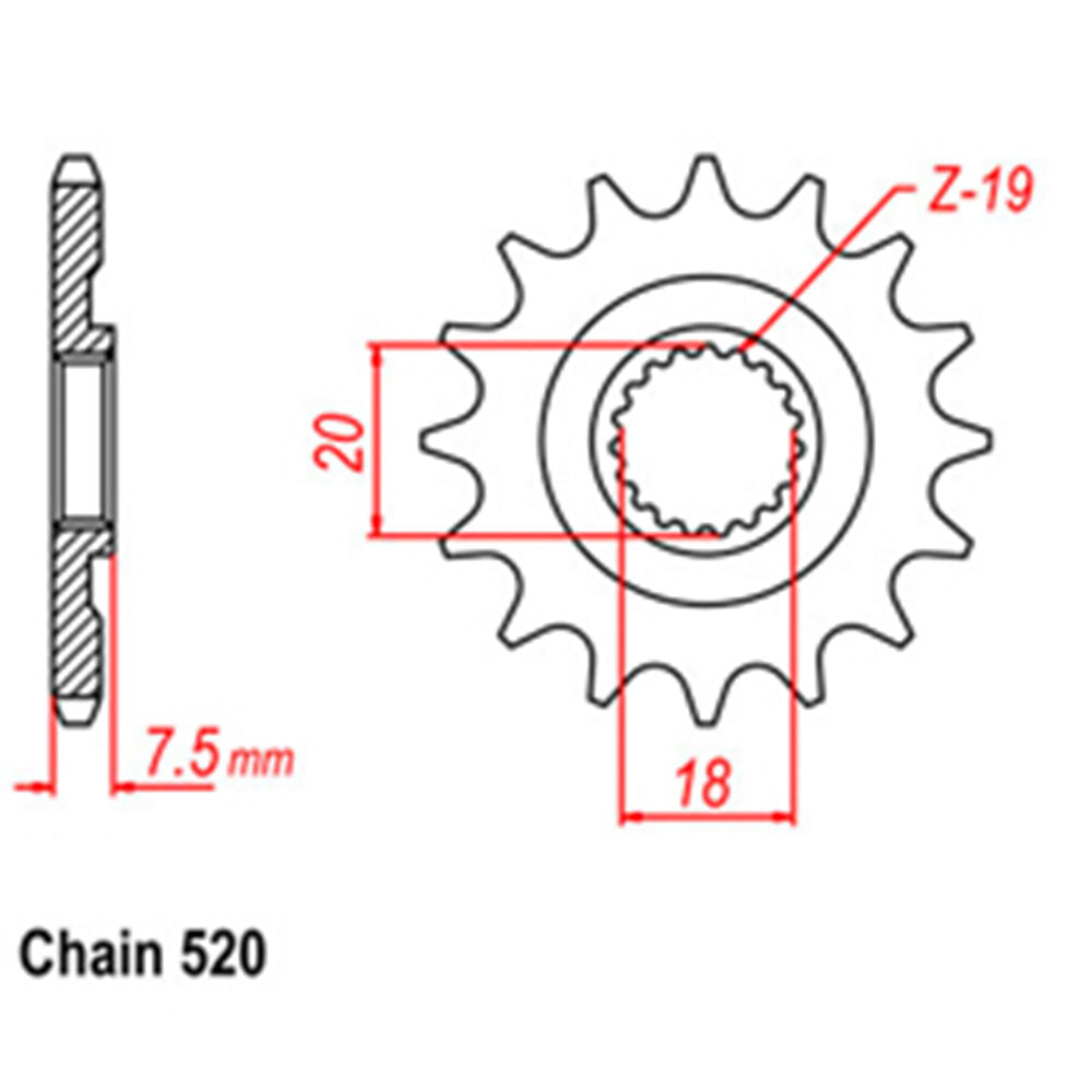 FRONT SPROCKET - STEEL 14T 520P LINK