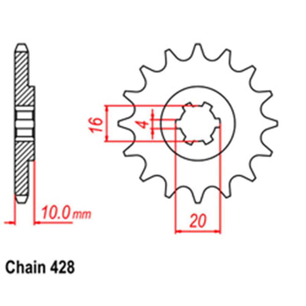 FRONT SPROCKET - STEEL 14T 428P LINK