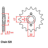 FRONT SPROCKET - STEEL 14T 520P LINK