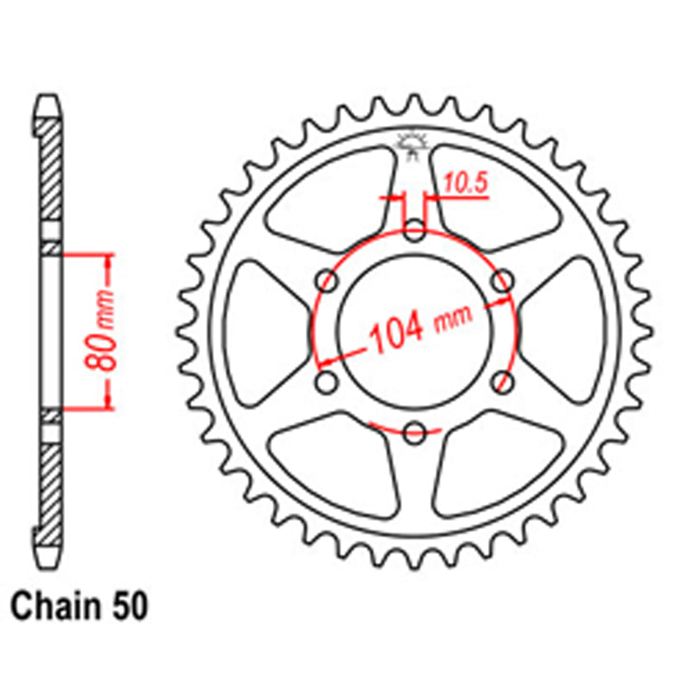 LINK - REAR SPROCKET - STEEL 42T 530P - Shark Leathers