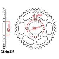 REAR SPROCKET - STEEL 54T 428P D/D