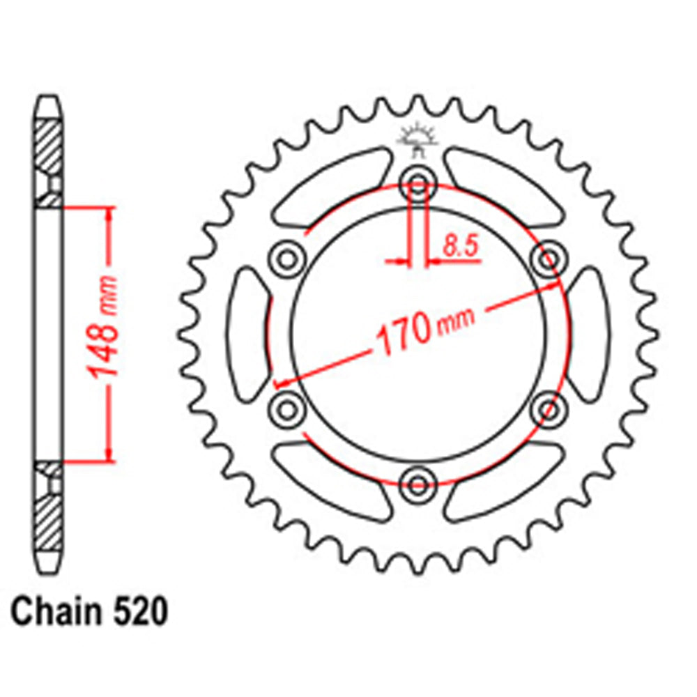 LINK - REAR SPROCKET - STEEL 48T 520P - Shark Leathers