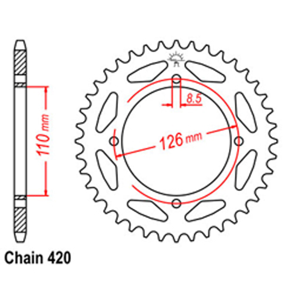 LINK - REAR SPROCKET - STEEL 45T 420P - Shark Leathers