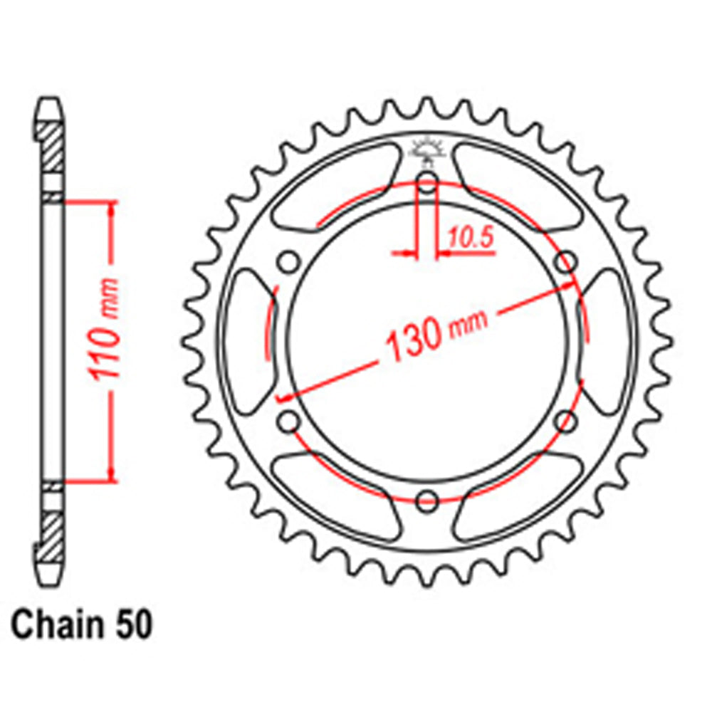 LINK - REAR SPROCKET - STEEL 39T 530P - Shark Leathers