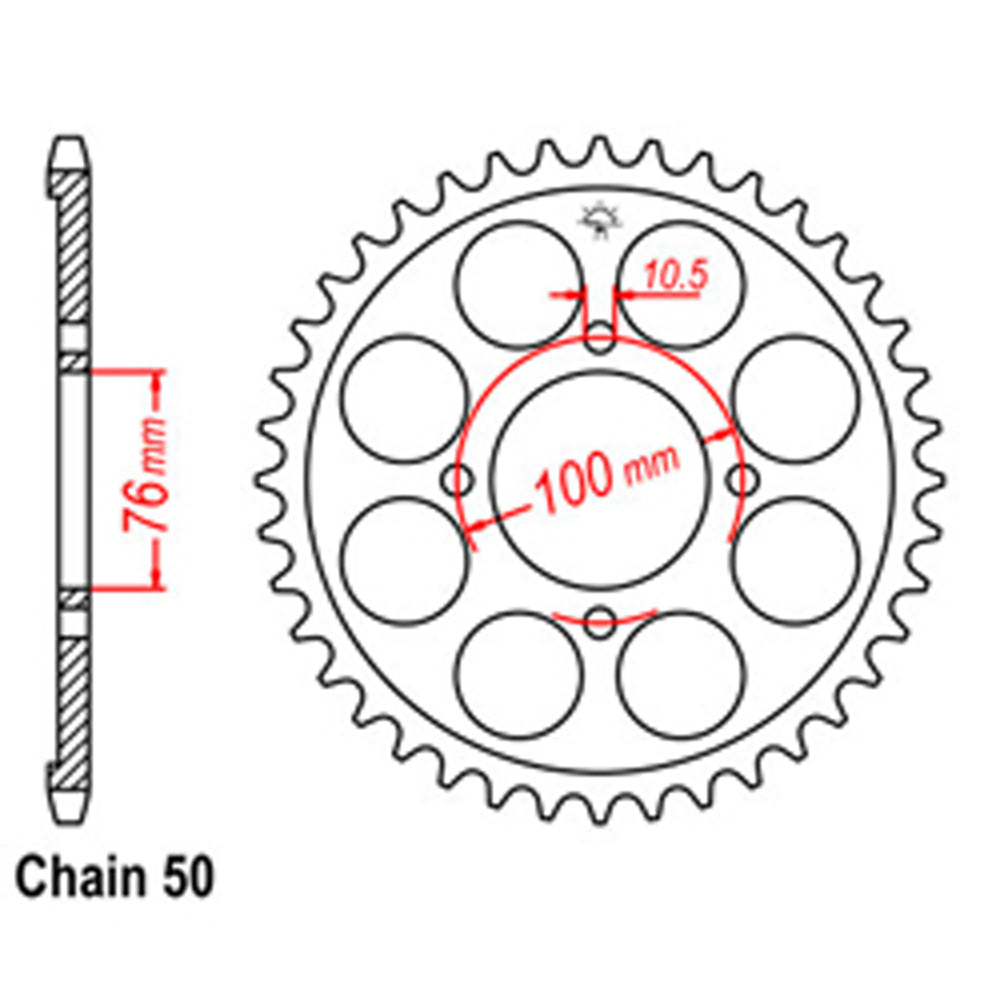 LINK - REAR SPROCKET - STEEL 46T 530P - Shark Leathers