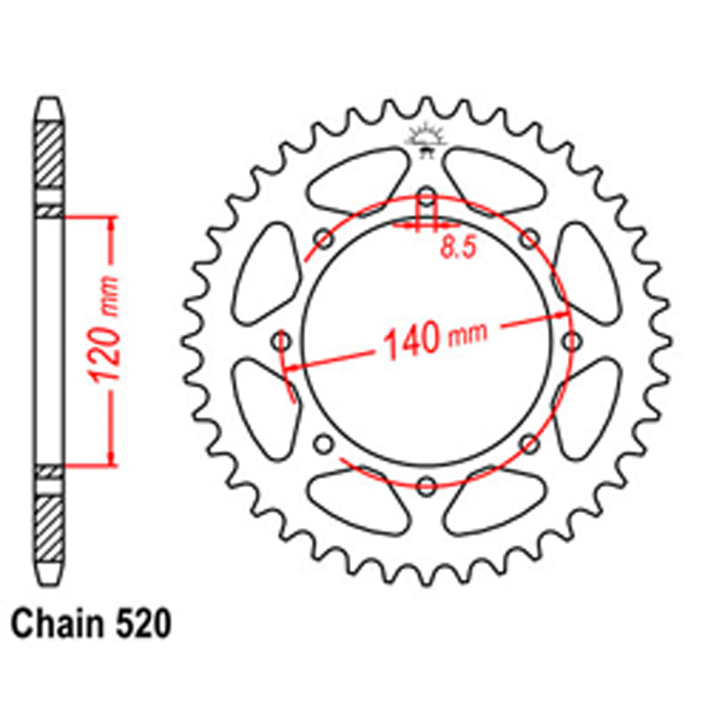 LINK - REAR SPROCKET - STEEL 44T 520P - Shark Leathers