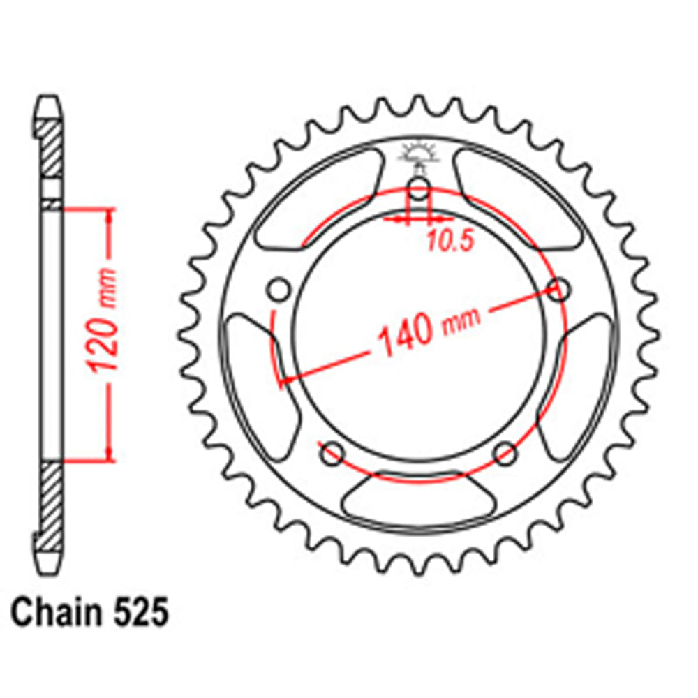 LINK - REAR SPROCKET - STEEL 43T 525P - Shark Leathers