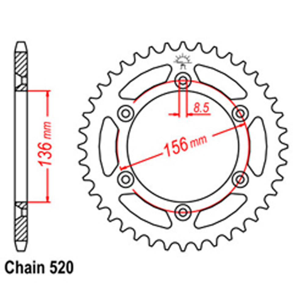LINK - REAR SPROCKET - STEEL 41T 520P - Shark Leathers