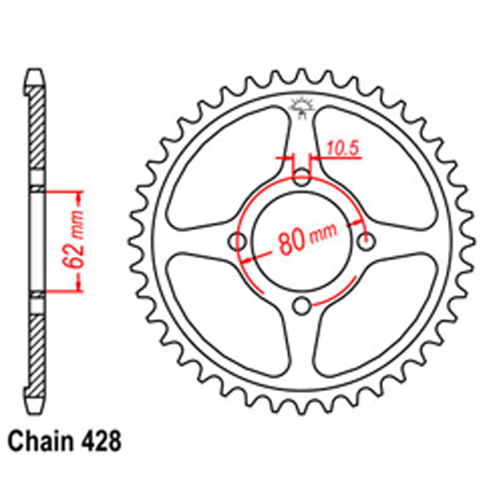 LINK - REAR SPROCKET - STEEL 54T 428P - Shark Leathers