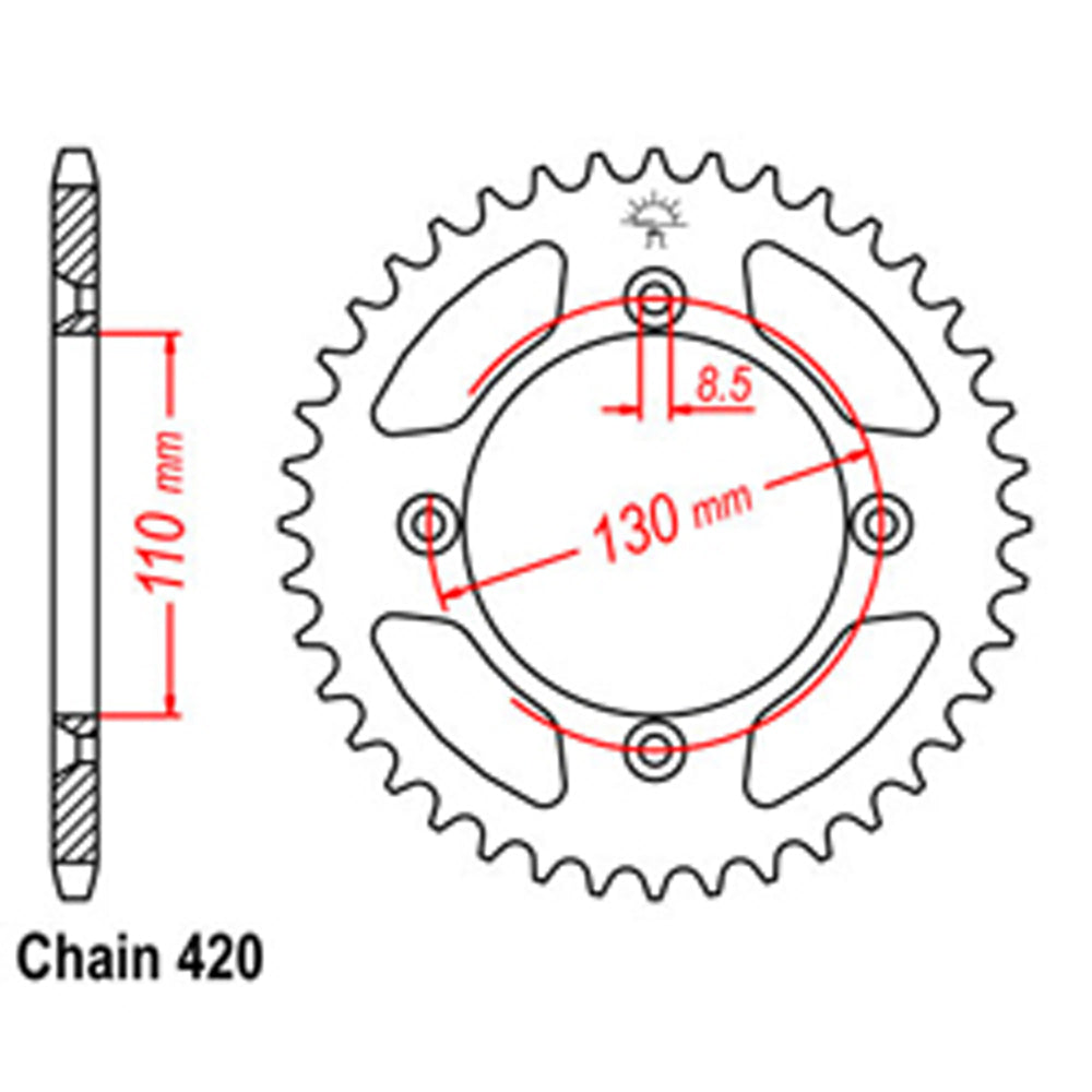 LINK - REAR SPROCKET - STEEL 51T 420P - Shark Leathers