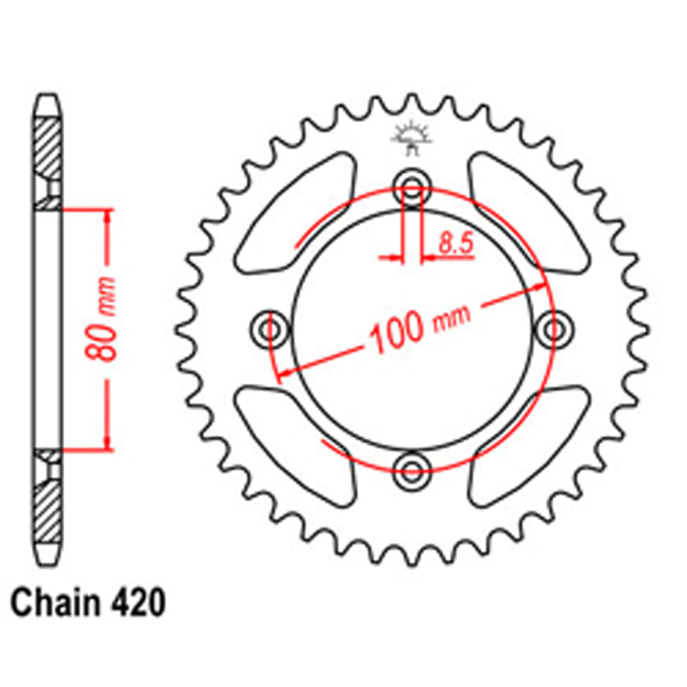 LINK - REAR SPROCKET - STEEL 49T 420P - Shark Leathers