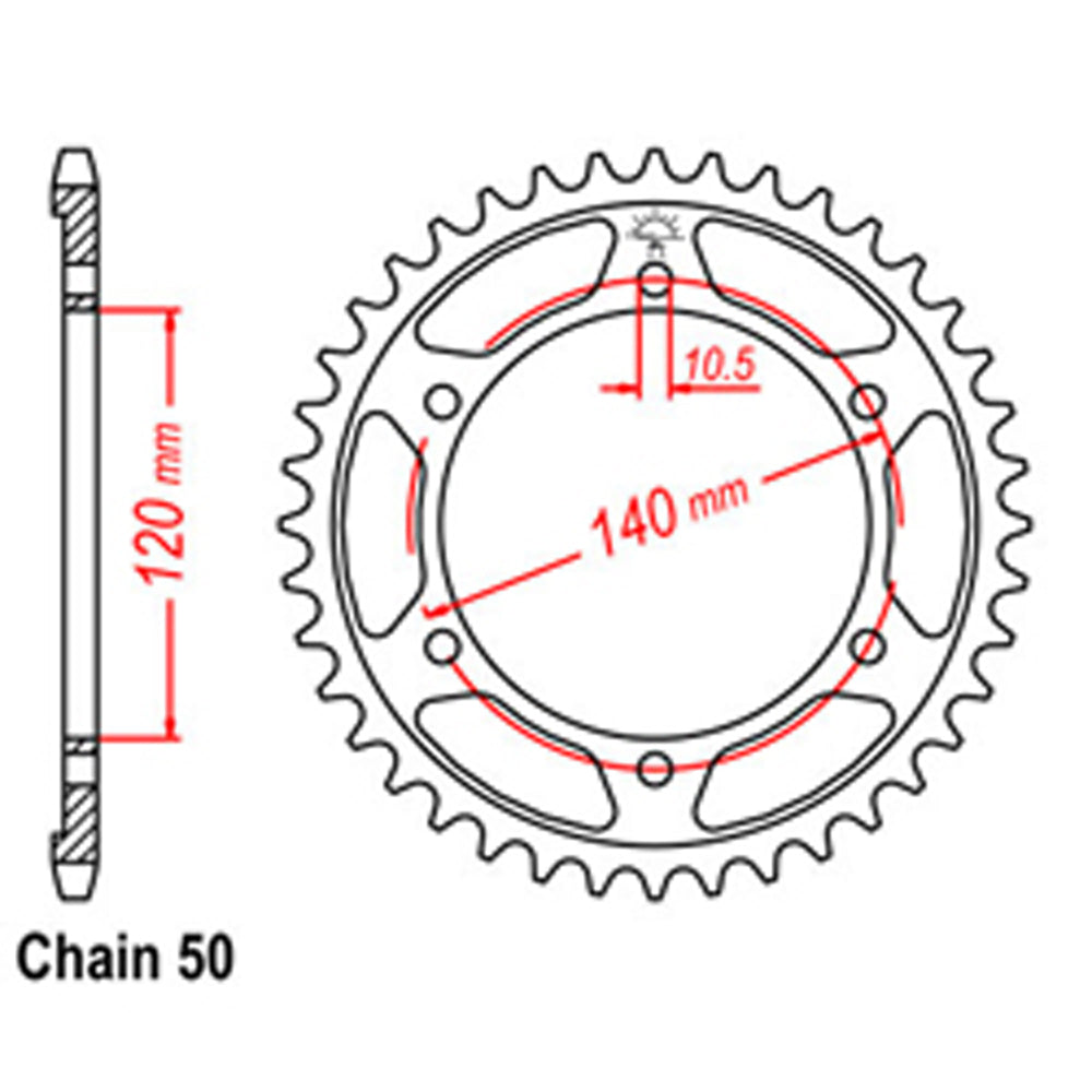 LINK - REAR SPROCKET - STEEL 42T 530P - Shark Leathers