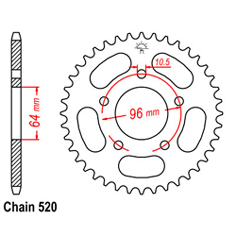 LINK - REAR SPROCKET - STEEL 50T 520P - Shark Leathers