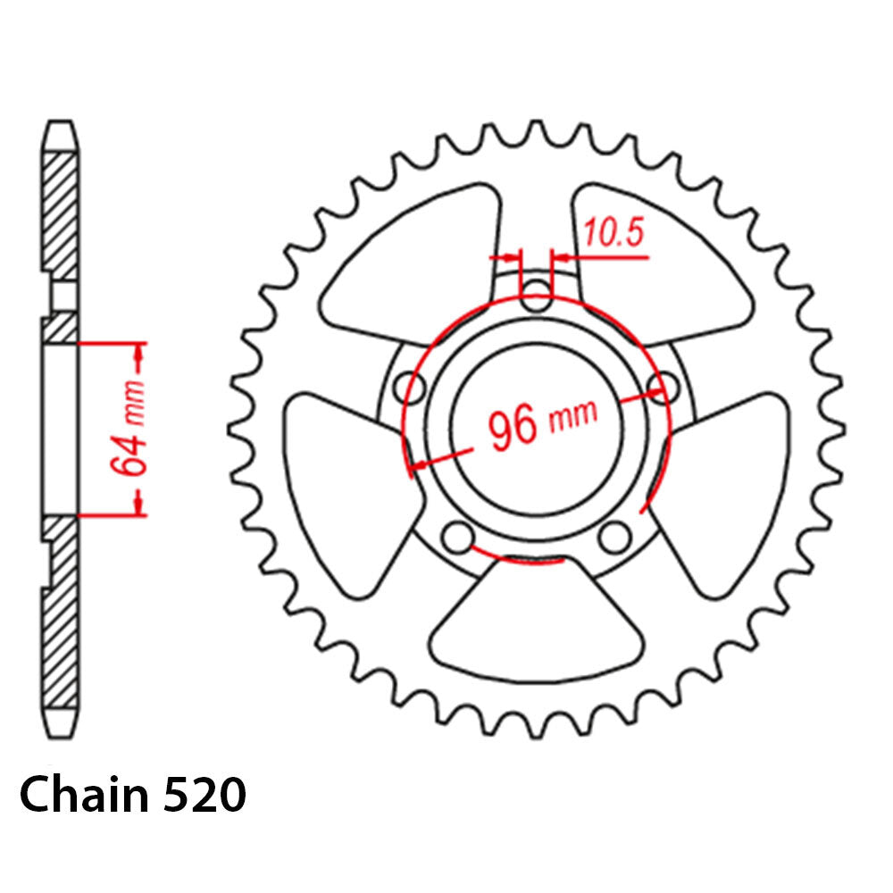 LINK - REAR SPROCKET - STEEL 50T 520P - Shark Leathers