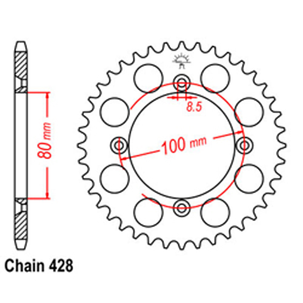LINK - REAR SPROCKET - STEEL 50T 428P - Shark Leathers