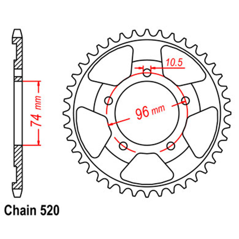 LINK - REAR SPROCKET - STEEL 41T 520P - Shark Leathers