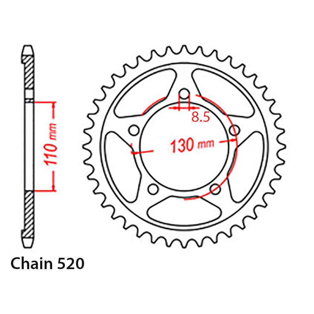 LINK - REAR SPROCKET - STEEL 40T 520P - Shark Leathers