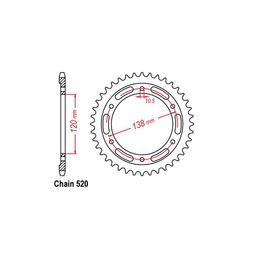 REAR SPROCKET - STEEL 38T 520P