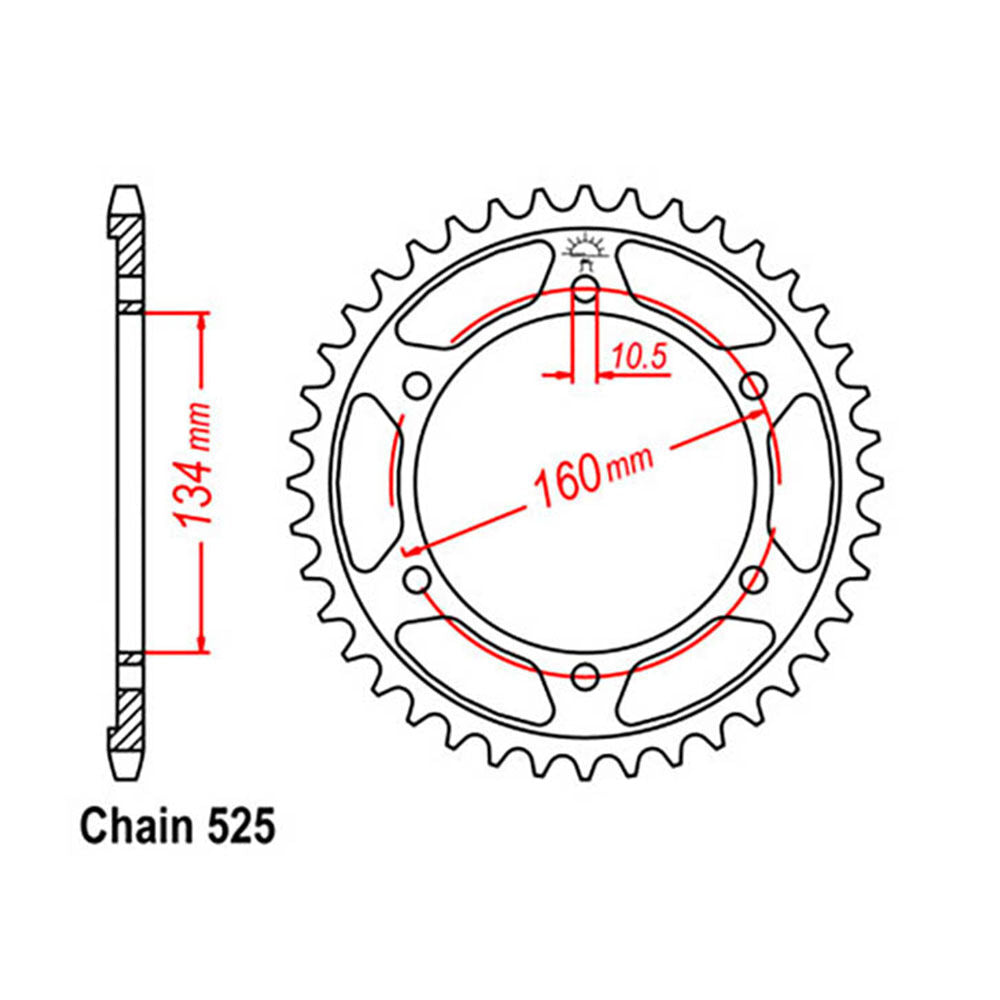 REAR SPROCKET - STEEL 41T 525P LINK