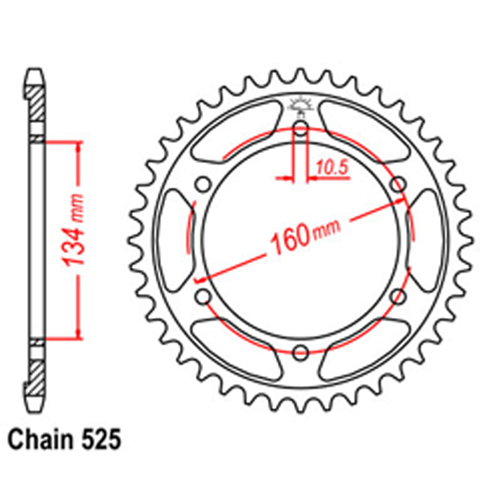 LINK - REAR SPROCKET - STEEL 42T 525P - Shark Leathers