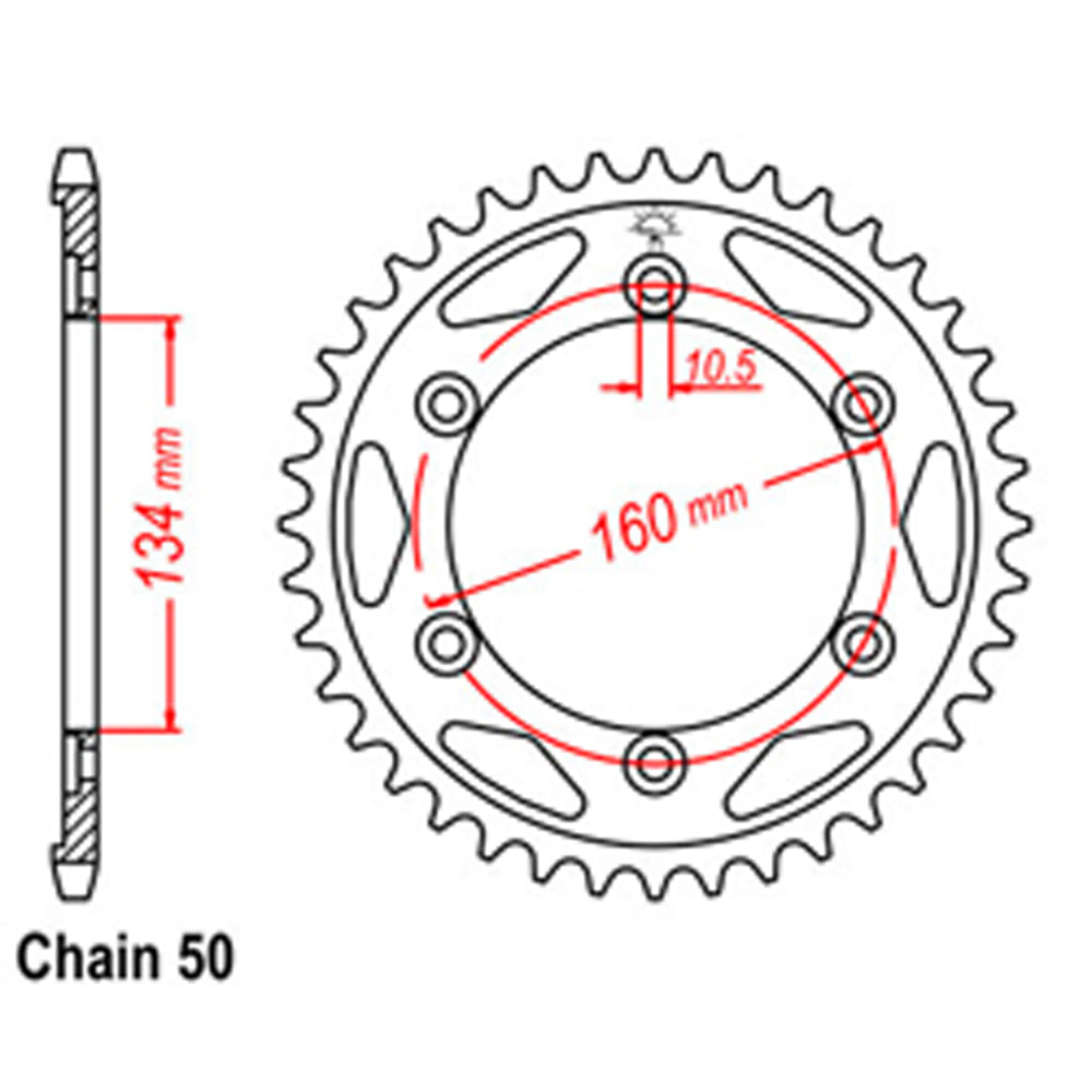 LINK - REAR SPROCKET - STEEL 43T 530P - Shark Leathers