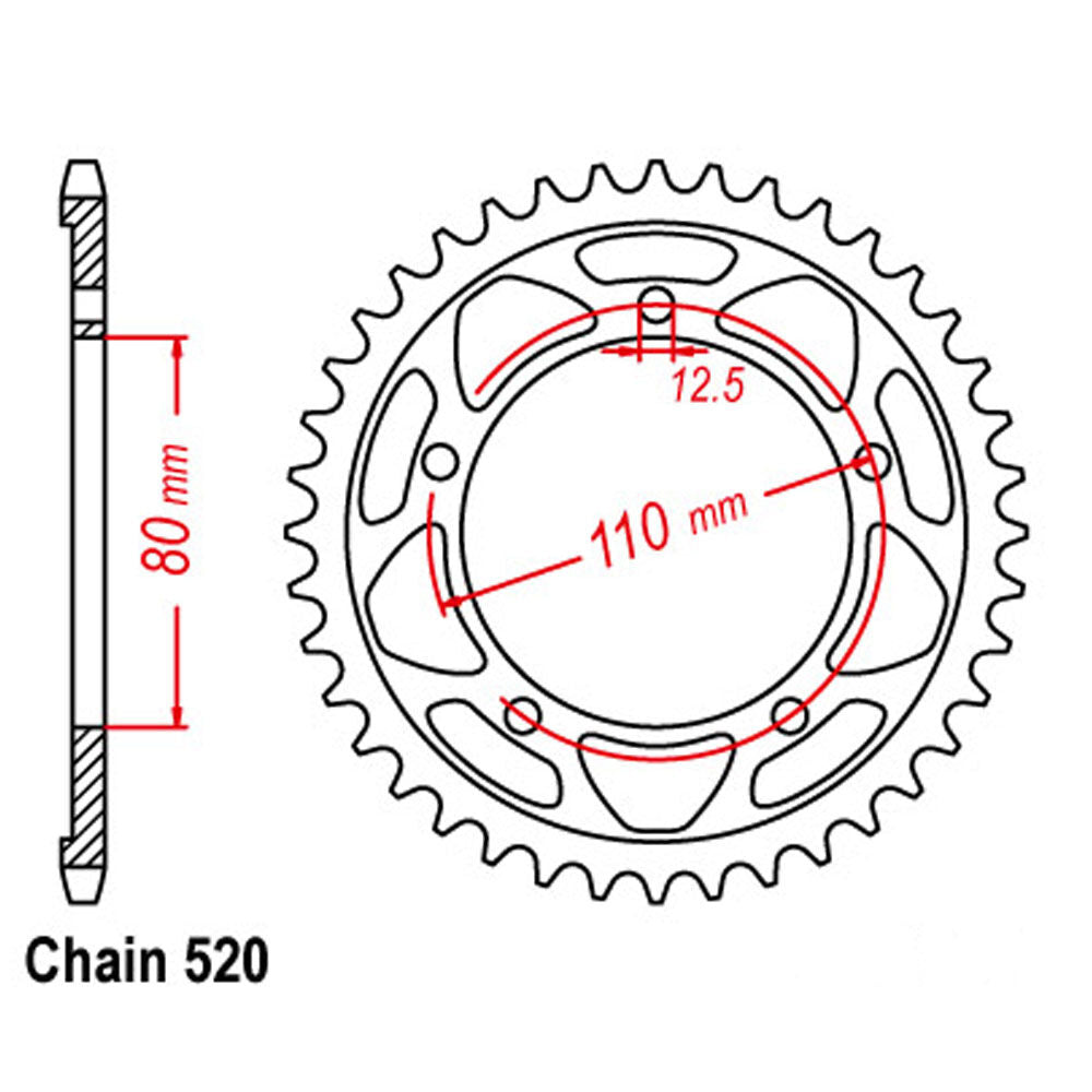 REAR SPROCKET - STEEL 45T 520P LINK