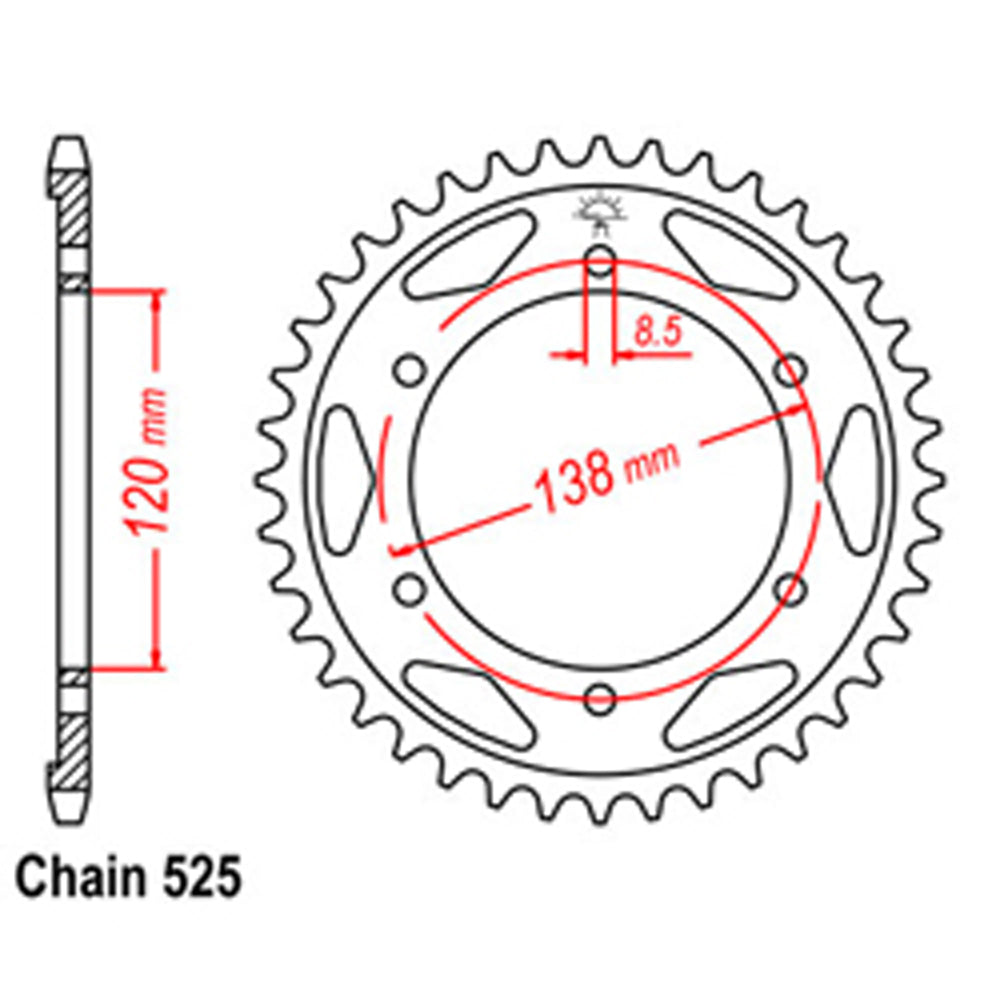 LINK - REAR SPROCKET - STEEL 40T 525P - Shark Leathers