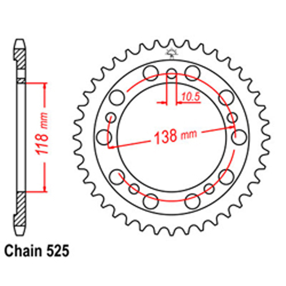 LINK - REAR SPROCKET - STEEL 39T 525P - Shark Leathers
