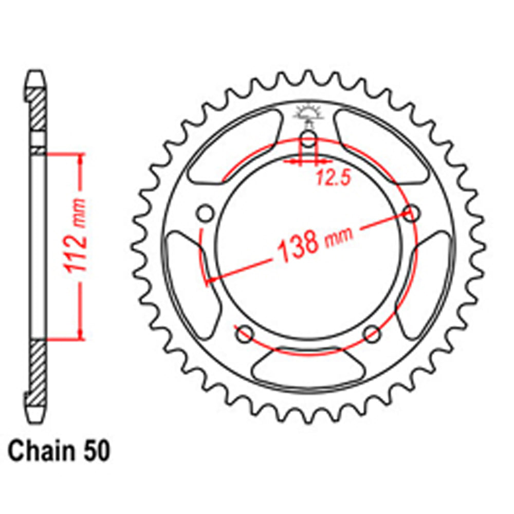 LINK - REAR SPROCKET - STEEL 44T 530P - Shark Leathers