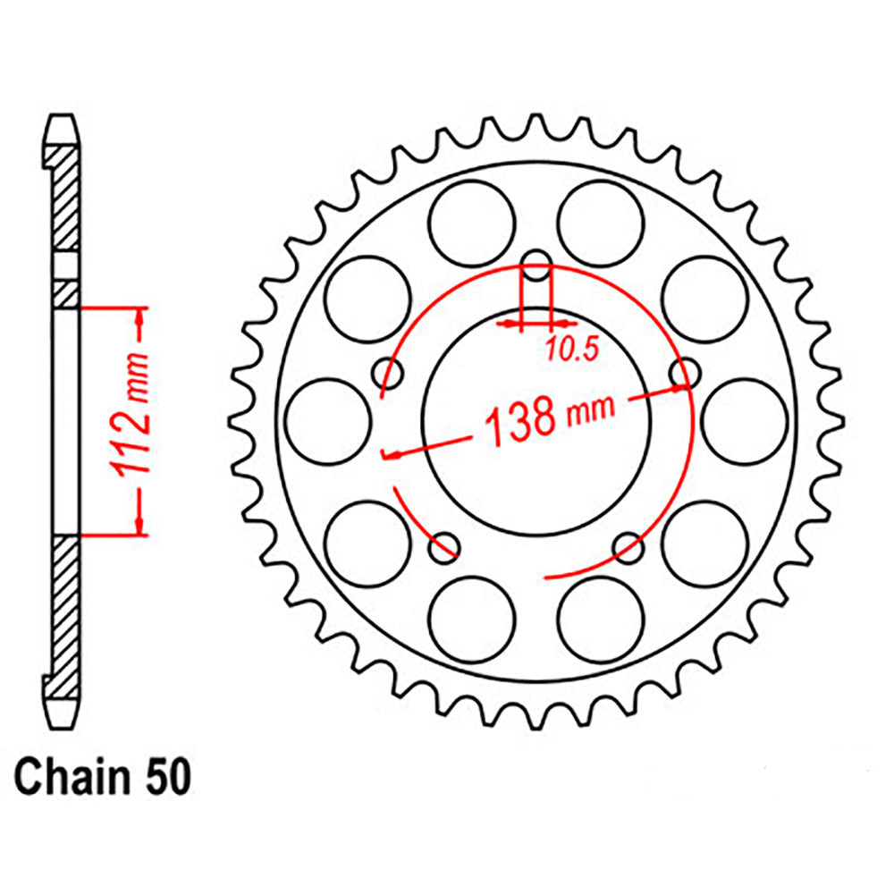 LINK - REAR SPROCKET - STEEL 48T 530P - Shark Leathers