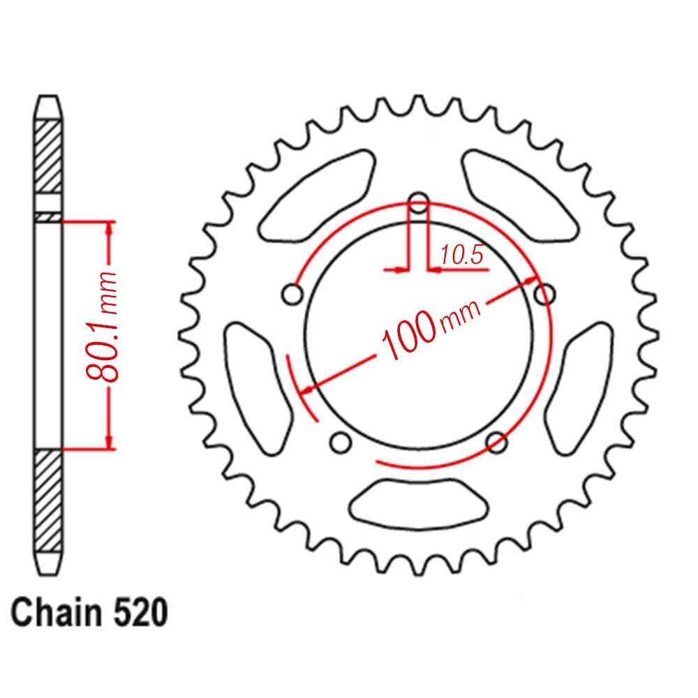 VORTEX ALLOY REAR SPROCKET 520-44T - MARCHESINI / OZ / BST / PVM - BLACK