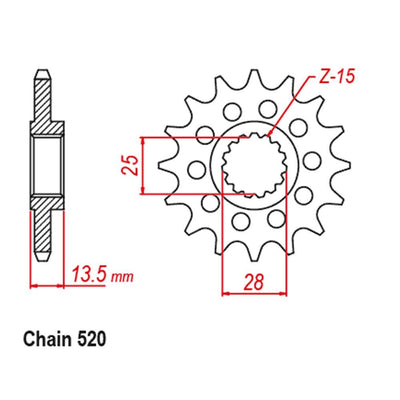 FRONT SPROCKET - STEEL WITH RUBBER CUSH 15T 520P