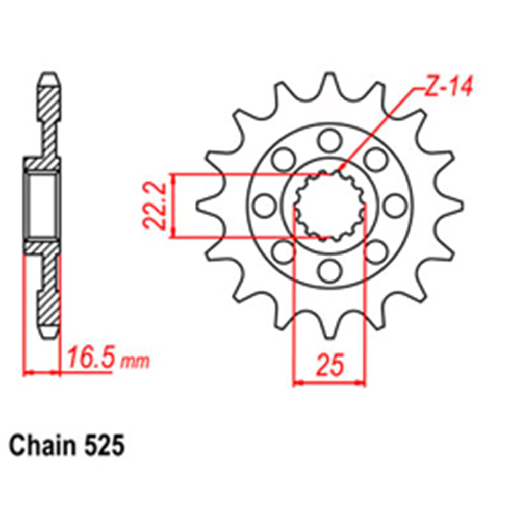FRONT SPROCKET - STEEL W/-RUBBER CUSH 15T 525P LINK
