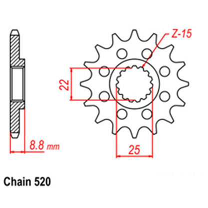 FRONT SPROCKET - STEEL W/-RUBBER CUSH 13T 520P LINK