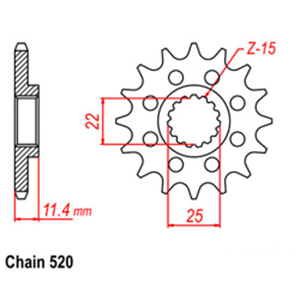 LINK - FRONT SPROCKET - STEEL 15T 520P - Shark Leathers