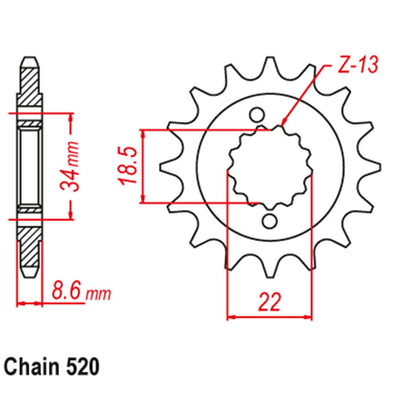 FRONT SPROCKET - STEEL W/-RUBBER CUSH 15T 520P LINK