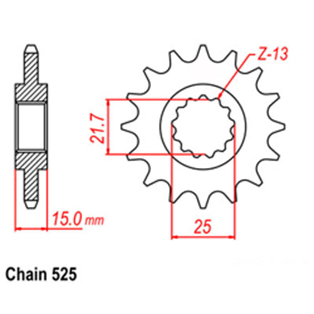 LINK - FRONT SPROCKET - STEEL 15T 525P - Shark Leathers