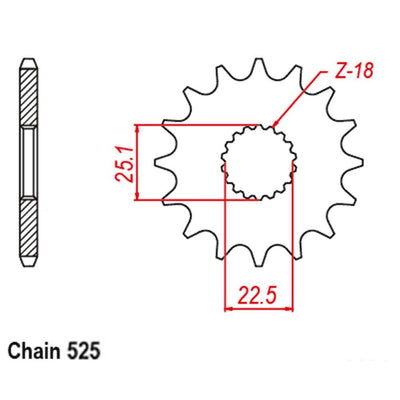 FRONT SPROCKET - STEEL WITH RUBBER CUSH 16T 525P